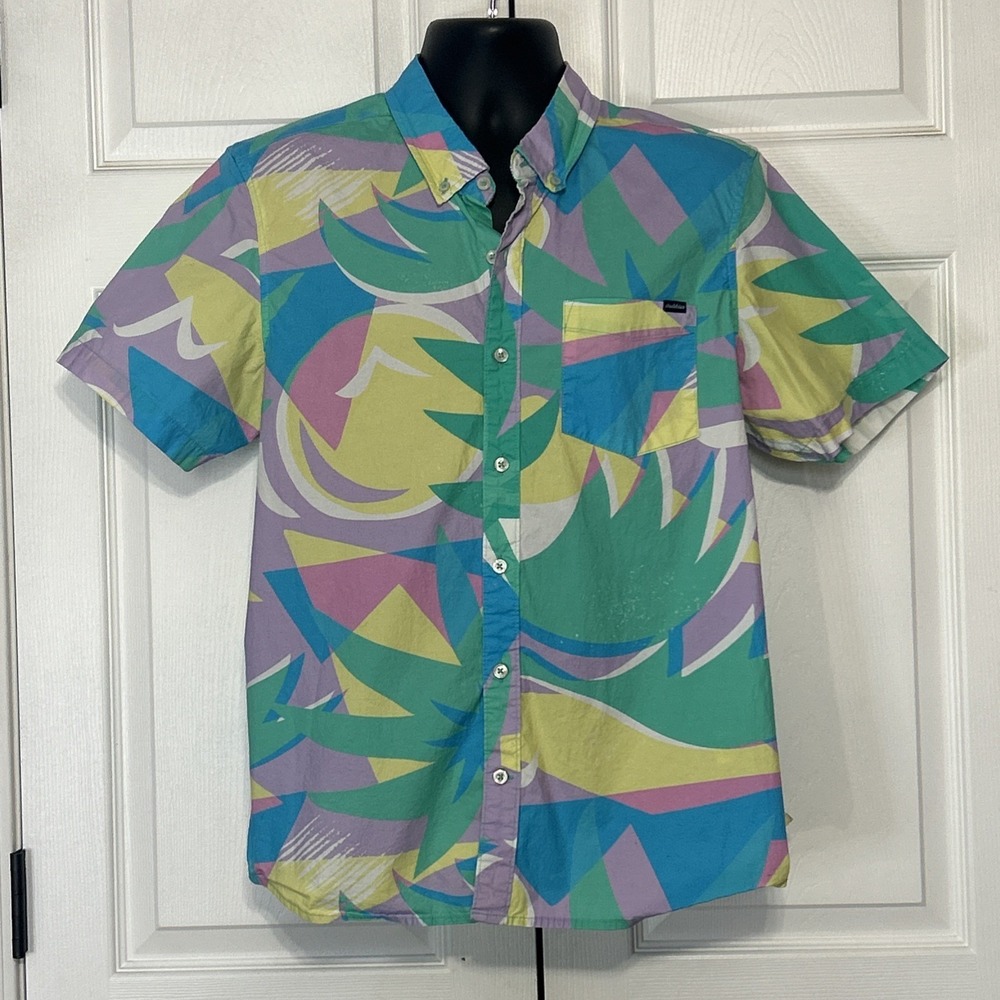 Chubbies Surfside Friday Shirt Large Pastel Tropical Retro Beach Resort‎ Button